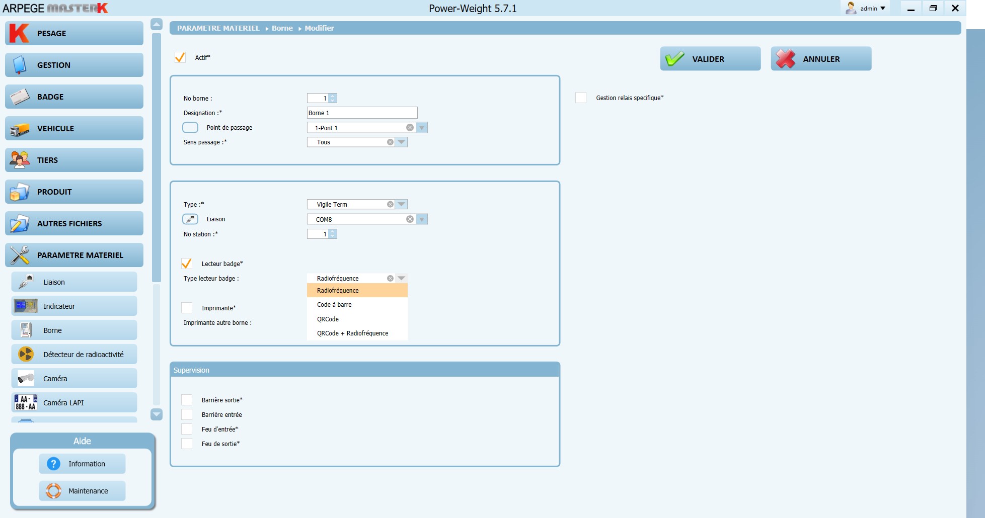 Les différents type de badge par borne